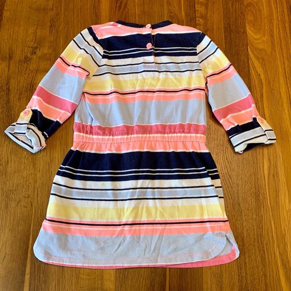 MILKSHAKE Girls Tunic Dress 3 3T Australian Pink Blue Stripes Toddler Girl - Picture 2 of 5